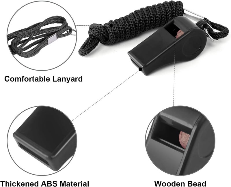 Seakii 24 Pack 120dB Loud Referee Whistles with Lanyards – Heavy-Duty Black Sports Whistles for Coaches, Referees, and Team Events - Image 3